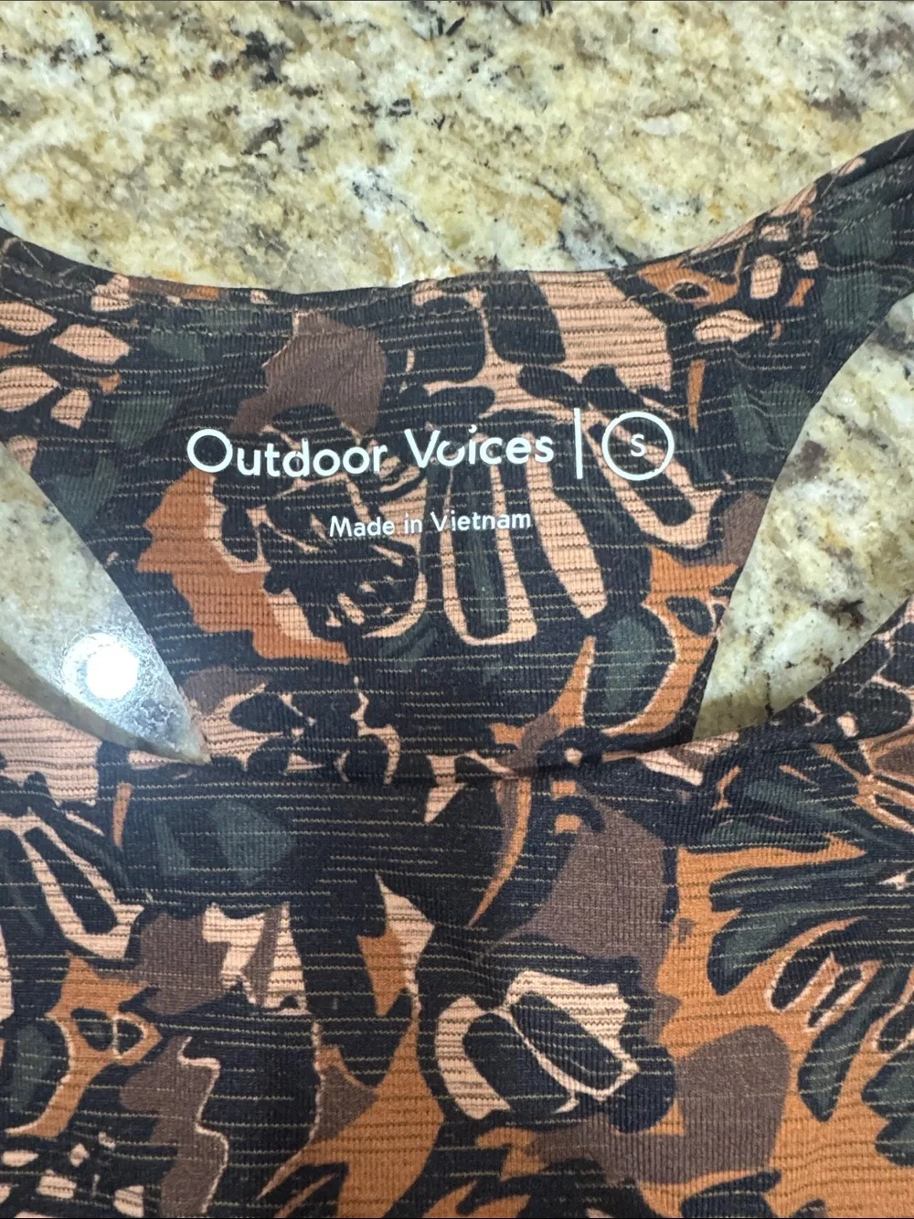 Outdoor Voices Black and Brown Floral Racerback Crop Top